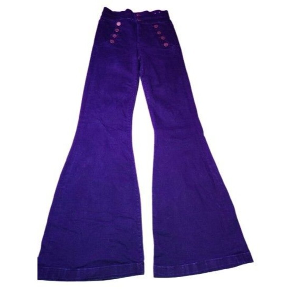 ​Express Denim Perfect Super High Rise Bell Flare Sailor Jeans Purple Blue 2R
